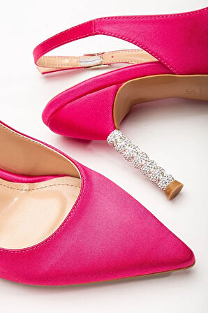 İnci Sedef Renk Saten Taşlı Özel Tasarım El Yapımı Stiletto