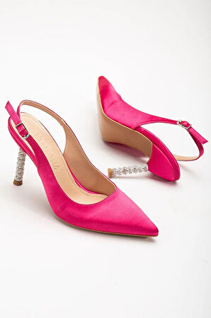 İnci Sedef Renk Saten Taşlı Özel Tasarım El Yapımı Stiletto