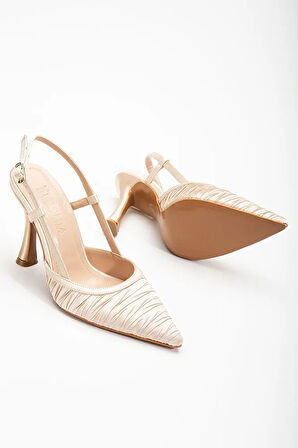 Arkası Açık Saten Özel Tasarım Stiletto