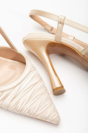 Arkası Açık Saten Özel Tasarım Stiletto