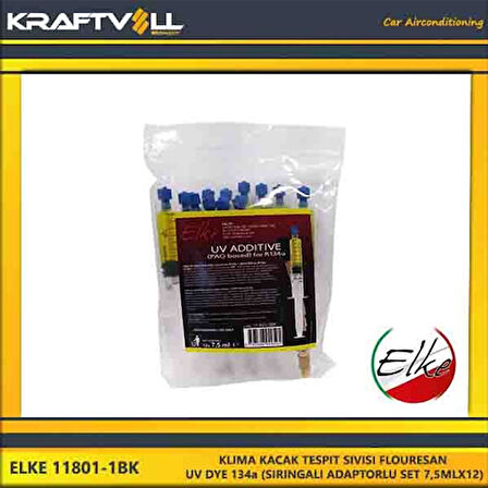 Yag & Antıfırız Klima Kacak Tespit Sivisi Flouresan Uv Dye 134a (siringalı Adaptorlu Set 7,5mlx12)(italyan Elke) - Elke 11801-1bk