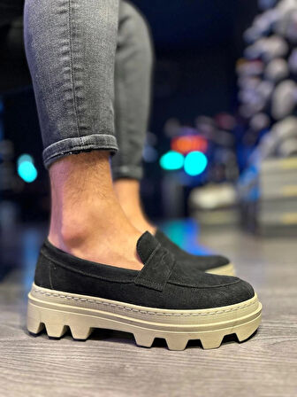 Knack Yüksek Taban Klasik Ayakkabı 779 Siyah Süet