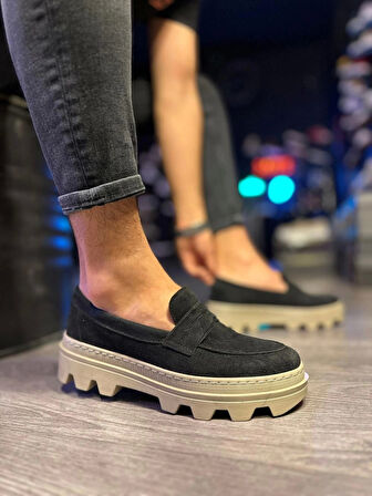 Knack Yüksek Taban Klasik Ayakkabı 779 Siyah Süet