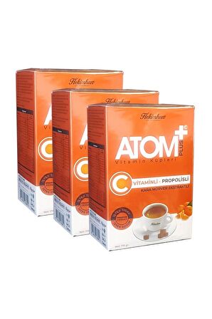 3 Kutu Atom Çayı Atom Plus Vitamin Küpleri C Vitamin + Propolis Atom Küpü