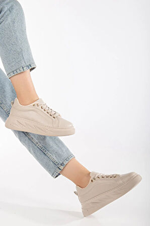 Beyaz Ortopedik Deri Sneakers