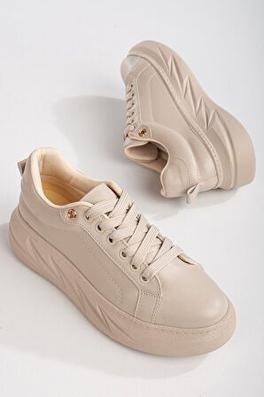 Beyaz Ortopedik Deri Sneakers