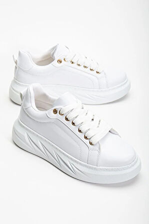 Beyaz Ortopedik Deri Sneakers