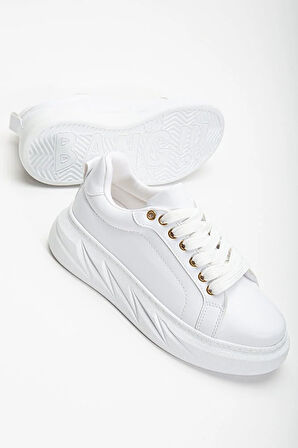 Beyaz Ortopedik Deri Sneakers