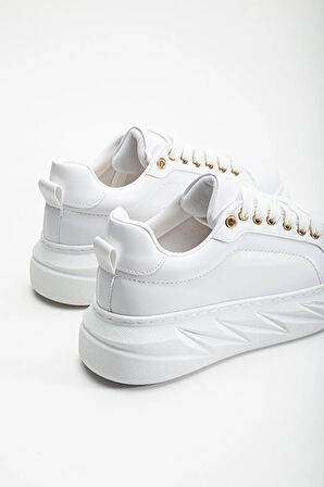 Beyaz Ortopedik Deri Sneakers