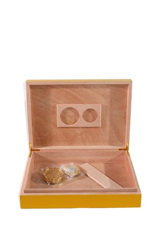 Cohiba Sarı-Gri Nokta Desenli Sedir Humidor Puro Kutusu - TR8784