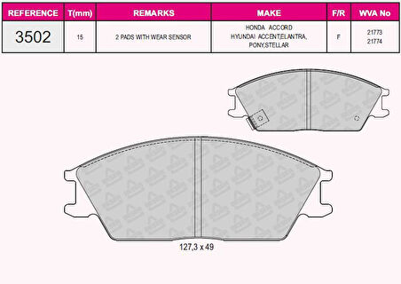 Hyundaı On Fren Balatası Hyundaı Accent 1995-2005 Getz 2002-> Excel 1990-1994 - Beser 3502