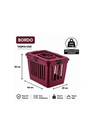 Pribor Kedi Ve Köpek Lüks Taşıma Çantası Üstten Girişli 44 x 29 x 30 Cm Bordo