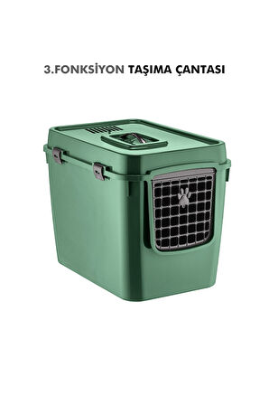 Pribor HZ-500 Xxl 3 Fonksiyonlu Açık / Kapalı Kedi Tuvaleti ve Taşıma Çantası Yeşil 56 x 40 x 43 Cm