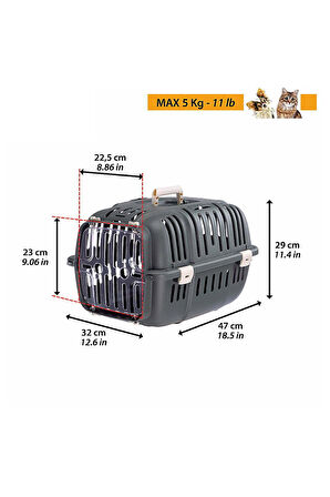 Pribor PR-10 Kedi Köpek Evcil Hayvan Taşıma Çantası Box Çok Fonksiyonlu 32 × 47 × 29 cm Gri