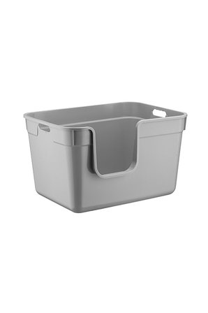 Pribor Yüksek Kenarlı Yarı Açık Kedi Tuvaleti, Geniş Ve Kolay Temizlenebilir 54 x 40 x 32 cm Gri