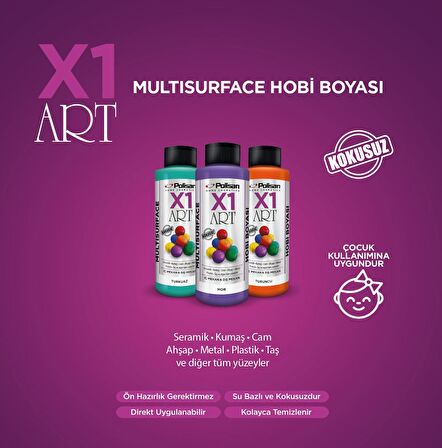 Polisan X1 Art Multisurface Hobi/Sanat Boyası 0035 Mercan