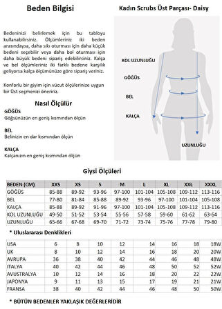 Daisy Medikal Giyim Scrubs Cerrahi Takım Doktor Hemşire Likralı Hastane Üniforması
