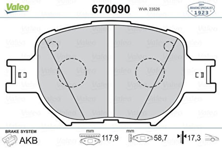 Toyota Fren Balatası On Toyota Corolla 2001-2007 Verso 2001-2004 - Valeo 670090