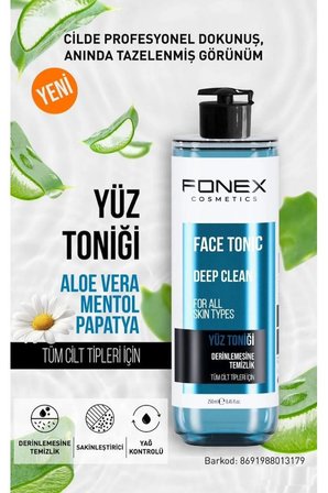 Fonex Derinlemesine Temizlik Tüm Cilt Tipleri İçin Yüz Toniği 250 Ml Mavi