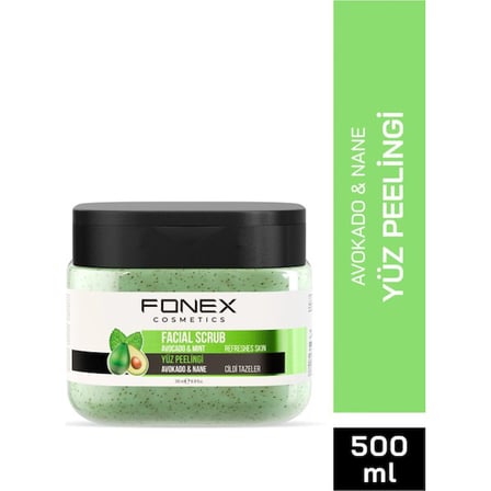 FONEX FACE SCRUB YÜZ PEELINGİ AVOKADO NANE 500 ML