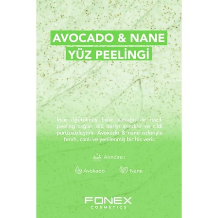 FONEX FACE SCRUB YÜZ PEELINGİ AVOKADO NANE 500 ML