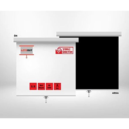 LiteOut 200x200cm Storlu Manuel Projeksiyon Perdesi