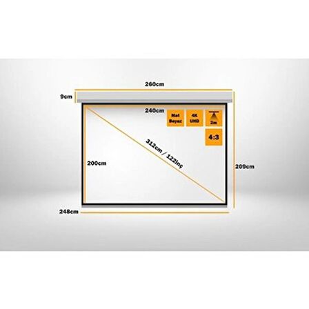 LiteOut 240x200 cm Motorlu Kumandalı Projeksiyon Perdesi
