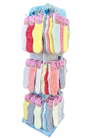 Sasta Kadın Peluş Renkli Uyku Çorabı 503678 