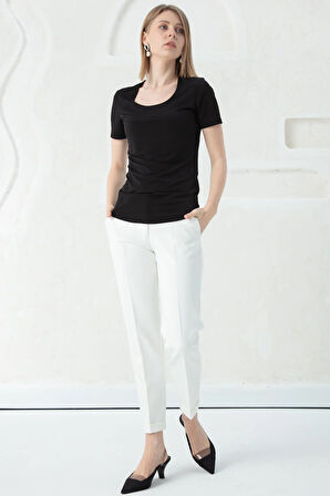 U Yaka-Kısa Kol Body