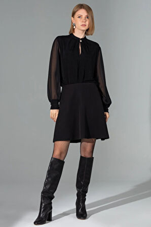 Hakim Yaka-Şifon Detaylı, Bluz