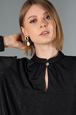 Hakim Yaka-Şifon Detaylı, Bluz