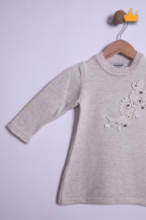 Babyhola Kız Çocuk Boncuklu Triko Bayramlık Elbise 6002