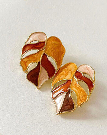 Sonbahar Yaprak Küpe | Pirinç Kaplama