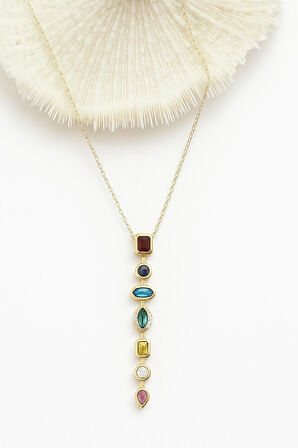 Tasarım Taşlı Y Kolye