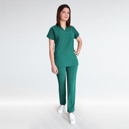 Unisex Ameliyat Yeşili Esnek Likralı Doktor Hemşire  Üniforma Takım 