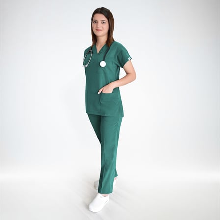 Unisex Ameliyat Yeşili Esnek Likralı Doktor Hemşire  Üniforma Takım 
