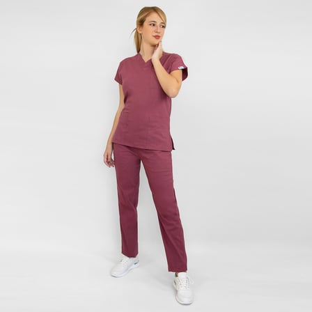 Unisex Gül Kurusu Esnek  Likralı Doktor hemşire Scrubs Alt üst Takım 