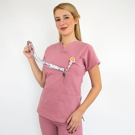 Unisex Koyu Pudra Esnek Likralı Doktor Hemşire Scrubs  Alt Üst Takım