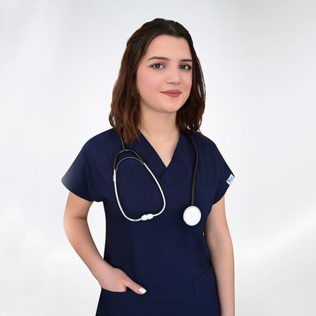 Lacivert Likralı Doktor Hemşire Cerrahi Üniforma Takımı