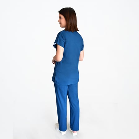 Unisex Petrol Mavi Esnek  LikralıDoktor Hemşire Scrubs  Alt Üst Takım