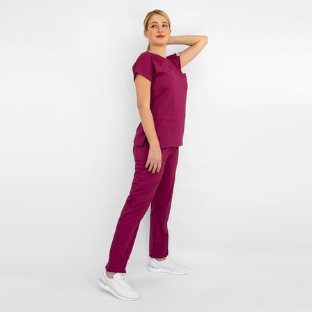 Unisex Vişne Çürüğü Esnek  Likralı Doktor Hemşire Scrbus Alt Üst Takım