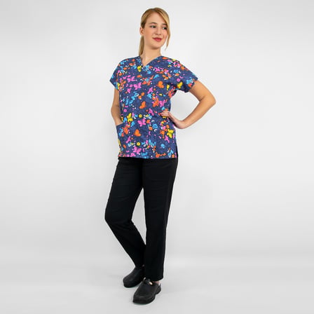Unisex Butterfly Kelebek Desenli Likralı Doktor Hemşire Scrubs  Takımı