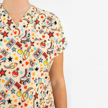 Unisex 90'lar Desenli Esnek Likralı Tek Üst Forma