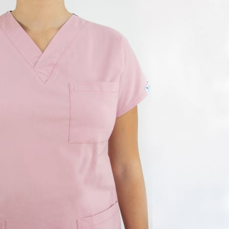 Unisex Açık Pudra Esnek Likralı Doktor hemşire Scrubs Tek Üst Forma