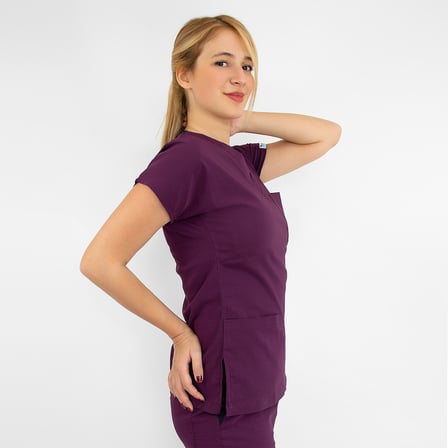Unisex Karadut Esnek Likralı Doktor Hemşire Scrubs Tek  Üst Forma