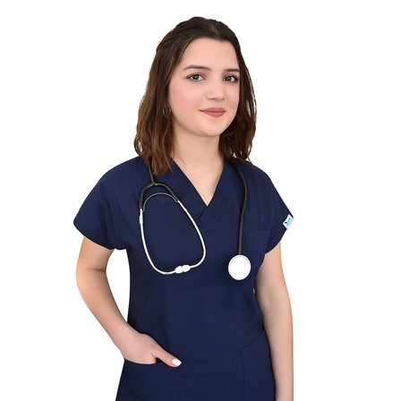 Unisex Lacivert Likralı Doktor Hemşire Hastane Cerrahi Tek Üst Forma