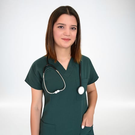 Unisex Ördekbaşı Yeşili Esnek  Likralı Doktor Hemşire Scrubs Tek  Üst Forma