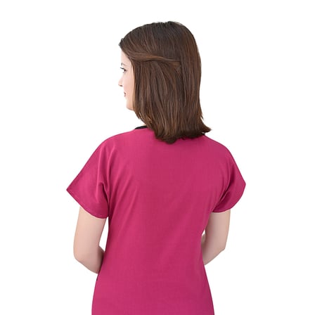 Unisex Vişne Esnek Likralı Doktor Hemşire Scrubs Tek Üst Forma