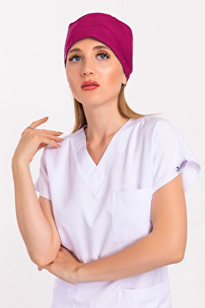 Unisex Düz Koyu Pembe Doktor Hemşire Hastane Medikal Cerrahi Bonesi