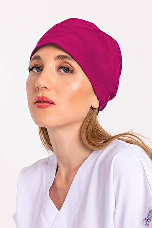 Unisex Düz Koyu Pembe Doktor Hemşire Hastane Medikal Cerrahi Bonesi